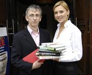 14 November 2006; Sarah McGovern, from Stepaside, Dublin, with Donn McClean at a press conference to announce the shortlist for the inaugural William Hill Irish Sports Book of the Year award. Biographies of Sean Boylan, Paul McGrath and jockey Timmy Murphy, Tom Humphries' look back on the great Dublin and Kerry Gaelic football rivalry, Alan English's review of Munster's road to Heineken Cup glory, and Paddy Agnew's Forza Italia make up the final six. The winner will be announced in Dublin on Monday the 20th November 2006. Easons, Dawson Street, Dublin. Picture credit: Ray McManus / SPORTSFILE