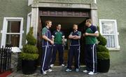 22 November 2006; New out-half Paddy Wallace, 2nd from left, in conversation with new caps, from left, Stephen Ferris, Luke Fitzgerald and Jamie Heaslip during the Ireland Rugby Team Media Day. Killiney Castle, Killiney, Co. Dublin. Picture credit: Brendan Moran / SPORTSFILE