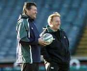 25 November 2006; Assistant Coach Niall O'Donovan, left, Head Coach Eddie O'Sullivan share a joke during the Captain's Run. Ireland Rugby Captain's Run, Lansdowne Road, Dublin. Picture credit: Damien Eagers / SPORTSFILE