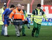 25 November 2006; Neil Gawley, Glenavon, is carried off to receive medical attention. Carnegie Premier League, Glentoran v Glenavon, The Oval, Belfast. Picture credit:  Russell Pritchard / SPORTSFILE