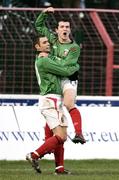 25 November 2006; Peter McCann, Glentoran, celebrates his goal with team-mate Gary Hamilton. Carnegie Premier League, Glentoran v Glenavon, The Oval, Belfast. Picture credit:  Russell Pritchard / SPORTSFILE