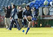 25 November 2006; Tusi Pisi practices his place kicking during the captain's run. The Pacific Islands Rugby Captain's Run, Lansdowne Road, Dublin. Picture credit: Damien Eagers / SPORTSFILE