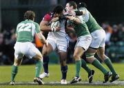 26 November 2006; Alesana Tuilagi, The Pacific Islands, is tackled by Gordon D'Arcy, left, Paddy Wallace, and Denis Leamy, right, Ireland. Autumn Internationals, Ireland v The Pacific Islands, Lansdowne Road, Dublin. Picture credit: Brian Lawless / SPORTSFILE