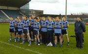 19 November 2006; The UCD team stand for the national anthem 'Amhran na bhFiann'. AIB Leinster Club Senior Football Championship Semi-Final, UCD v Rhode, Parnell Park, Dublin. Picture credit: Damien Eagers / SPORTSFILE