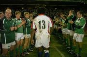 26 November 2006; Seru Rabeni and the rest of The Pacific Islands team are applauded from the field by the Irish team. Autumn Internationals, Ireland v The Pacific Islands, Lansdowne Road, Dublin. Picture credit: Brendan Moran / SPORTSFILE