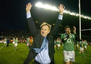 26 November 2006; Ireland head coach Eddie O'Sullivan waves to the crowd after the game. Autumn Internationals, Ireland v The Pacific Islands, Lansdowne Road, Dublin. Picture credit: Brendan Moran / SPORTSFILE