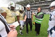 30 August 2014; A view of the coin toss before the game between Penn State and University of Central Florida. Croke Park Classic 2014, Penn State v University of Central Florida. Croke Park, Dublin. Picture credit: Pat Murphy / SPORTSFILE