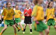 31 August 2014; Referee Niamh McAloon, from St. Columban's Primary School, Belcoo, Fermanagh, during the INTO/RESPECT Exhibition GoGames. Croke Park, Dublin. Picture credit: Stephen McCarthy / SPORTSFILE