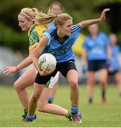 15 May 2014; Nicole Owens, Dublin, in action against Aideen Guy, Meath. Aisling McGing Ladies U21 Football Final, Dublin v Meath, Clane, Co. Kildare. Picture credit: Piaras Ó Mídheach / SPORTSFILE