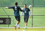 4 September 2014; Republic of Ireland's Shay Given, right, and David Forde during squad training ahead of their side's UEFA EURO 2016 Championship Qualifer match against Georgia on Sunday. Republic of Ireland Squad Training, Gannon Park, Malahide, Co. Dublin. Picture credit: Pat Murphy / SPORTSFILE