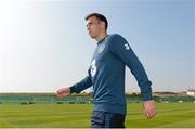 4 September 2014; Republic of Ireland's Seamus Coleman during a press conference ahead of their side's UEFA EURO 2016 Championship Qualifer match against Georgia on Sunday. Republic of Ireland Press Conference, Gannon Park, Malahide, Co. Dublin. Picture credit: Pat Murphy / SPORTSFILE