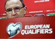 6 September 2014; Republic of Ireland manager Martin O'Neill during a press conference ahead of their side's UEFA EURO 2016 Championship Qualifer, Group D, match against Georgia on Sunday. Republic of Ireland Press Conference, Boris Paichadze National Arena, Tbilisi, Georgia. Picture credit: David Maher / SPORTSFILE