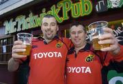 14 January 2007; Munster fans Brendan Lynch, left, and John Keyan from Limerick outside Mr. Pickwick Pub, Rue de Lausanne, Geneva, Switzerland. Picture credit: Matt Browne / SPORTSFILE