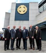 7 September 2014; Uachtarán Chumann Lúthchleas Gael Liam Ó Néill, fourth from left with from left Pat Cahill, GAA health and safety chairman, Brian Quaid, head of school of engineering at IT Carlow, Ard Stiúrthóir of the GAA Páraic Duffy, Denis O'Brien, program coordinator IT Carlow and David Denieffe, Register at IT Carlow,  IT Carlow and GAA Group Photo. GAA Hurling All Ireland Senior Championship Final, Kilkenny v Tipperary. Croke Park, Dublin. Picture credit: Matt Browne / SPORTSFILE