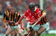 12 September 1999; Brian Corcoran of Cork in action against Ken O'Shea of Kilkenny during the Guinness All-Ireland Senior Hurling Championship Final between Cork and Kilkenny at Croke Park in Dublin. Photo by Ray McManus/Sportsfile
