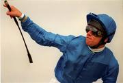 11 September 1999; Jockey Frankie Dettori, onboard Daylami, celebrates winning the Esat Digifone Champion Stakes at Leopardstown Racecourse in Dublin. Photo by Ray McManus/Sportsfile