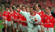 26 September 1999; Kevin O'Dwyer of Cork acknowledges supporters during the pre-match parade ahead of the Bank of Ireland All-Ireland Senior Football Championship Final match between Meath and Cork at Croke Park in Dublin. Photo by Matt Browne/Sportsfile