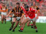 12 September 1999; Michael Kavanagh of Kilkenny in action against Ben O'Connor of Cork during the Guinness All-Ireland Senior Hurling Championship Final between Cork and Kilkenny at Croke Park in Dublin. Photo by Brendan Moran/Sportsfile