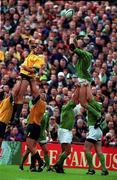10 October 1999; Paddy Johns of Ireland and Owen Finegan of Australia contest a lineout during the Rugby World Cup Pool E match between Ireland and Australia at Lansdowne Road in Dublin. Photo by Brendan Moran/Sportsfile