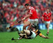 12 September 1999; Fergal McCormack of Cork in action against Pat O'Neill of Kilkenny during the Guinness All-Ireland Senior Hurling Championship Final between Cork and Kilkenny at Croke Park in Dublin. Photo by Ray McManus/Sportsfile