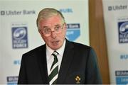 8 September 2014; IRFU President Louis Magee during an announcement that the Division 1A final will be played at the Aviva Stadium on Saturday May the 9th 2015. Aviva Stadium, Lansdowne Road, Dublin. Picture credit: Ramsey Cardy / SPORTSFILE