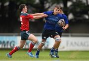 6 September 2014; Matthew Bursey, Leinster, is tackled by Paul O'Keefe, Munster. Under 19 Interprovincial, Leinster v Munster. St Mary's RFC, Templeville Road, Dublin. Picture credit: Pat Murphy / SPORTSFILE