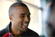 8 September 2014; Munster's Simon Zebo during a press conference ahead of their Guinness PRO12, Round 2, game against Benetton Treviso on Friday. Munster Rugby Press Conference, Cork Institute of Technology, Bishopstown, Cork. Picture credit: Piaras Ó Mídheach / SPORTSFILE