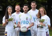 11 September 2014; A host of Kilmacud Crokes stars, past and present, were on hand in Kilmacud Crokes as the 2014 FBD 7's was launched. This is the 42nd year of Ireland's premier 7's tournament which has become a firm favourite in the GAA calendar for both players and supporters alike. In attendance at the 2014 FBD7s launch, from left, Dublin footballer Molly Lamb, former Dublin footballer Mark Vaughan, former Donegal footballer Mark McHugh former Dublin footballer Darren Magee and Ann Marie McBarron, Kilmacud Crokes. Kilmacud Crokes GAA Club, Burke Park, Glenalbyn, Stillorgan, Co. Dublin. Picture credit: Brendan Moran / SPORTSFILE