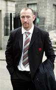 1 February 2007; Toulouse player Trevor Brennan leaving the High Court. Brennan was due to appear before an independent Disciplinary Committee regarding his alleged assault against an Ulster fan after leaving the playing area during the Heineken Cup game in France on 21 January. The High Court, Dublin. Picture credit; Declan Masterson / SPORTSFILE