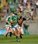 7 September 2014; Robbie Hanley, Limerick, in action against Seán Morrissey, Kilkenny. Electric Ireland GAA Hurling All Ireland Minor Championship Final, Kilkenny v Limerick. Croke Park, Dublin. Picture credit: Piaras Ó Mídheach / SPORTSFILE