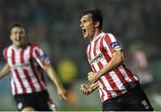 12 September 2014; Philip Lowry, Derry City, celebrates after scoring his side's second goal. FAI Ford Cup, Quarter-Final, Drogheda United v Derry City, United Park, Drogheda, Co. Louth. Photo by Sportsfile