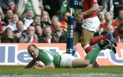 4 February 2007; Rory Best, Ireland, scores his side's first try against Wales. RBS Six Nations Championship, Wales v Ireland, Millennium Stadium, Cardiff, Wales. Picture credit: Brendan Moran / SPORTSFILE