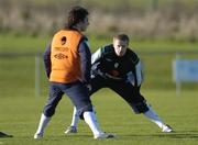 5 February 2007; Damien Duff and Stephen Hunt, Republic of Ireland, during squad training. Malahide FC, Malahide, Co. Dublin. Picture Credit: David Maher / SPORTSFILE