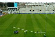 7 February 2007; The new rugby goalposts are erected in Croke Park ahead of the first rugby international to be played at the stadium on Sunday next when Ireland meet France in the RBS Six Nations Rugby Championship. Croke Park, Dublin. Picture credit: Brendan Moran / SPORTSFILE