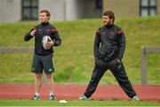 15 September 2014; Munster's Cathal Sheridan, left, and Mike Sherry sit out squad training ahead of their side's Guinness PRO12, Round 3, match against Zebre on Friday. Munster Rugby Squad Training, University of Limerick, Limerick. Picture credit: Diarmuid Greene / SPORTSFILE