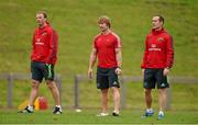 15 September 2014; Munster coaching staff, from left to right, technical advisor Mick O'Driscoll, scrum coach Jerry Flannery and assistant coach Ian Costello during squad training ahead of their side's Guinness PRO12, Round 3, match against Zebre on Friday. Munster Rugby Squad Training, University of Limerick, Limerick. Picture credit: Diarmuid Greene / SPORTSFILE