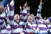 12 February 2007; Supporters from Clongowes Wood College cheer on their team during the game. Leinster Schools Cup Quarter-Final, Clongowes Wood College v St Mary's College, Donnybrook, Dublin. Picture credit: David Maher / SPORTSFILE