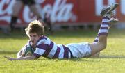 12 February 2007; Ciaran Wade, Clongowes Wood College, goes over to score his side's first try. Leinster Schools Cup Quarter-Final, Clongowes Wood College v St Mary's College, Donnybrook, Dublin. Picture credit: David Maher / SPORTSFILE