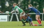 10 February 2007; Grace Davitt, Ireland, is tackled by Fanny Horta, left, and Julie Pujol, France. Women's Six Nations Rugby, Ireland v France, Templeville Road, Dublin. Picture Credit: Pat Murphy / SPORTSFILE