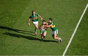 21 September 2014; Leo McLoone, Donegal, in action against Donnchadh Walsh, left, and Aidan O'Mahony, Kerry. GAA Football All Ireland Senior Championship Final, Kerry v Donegal. Croke Park, Dublin. Picture credit: Dáire Brennan / SPORTSFILE