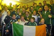 23 February 2007; Irish players celebrate after their win against England. Under 20 Six Nations Rugby Championship, Ireland v England, Dubarry Park, Athlone, Co. Westmeath. Picture Credit: Matt Browne / SPORTSFILE