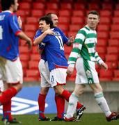 24 February 2007; Paul McAreavey, Linfield, celebrates with team-mate Noel Bailie after scoring the first goal. Irish League, Linfield v Donegal Celtic, Windsor Park, Belfast, Co Antrim. Picture Credit: Oliver McVeigh / SPORTSFILE