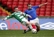 24 February 2007; Glen Ferguson, Linfield, in action against Ciaran Donaghy, Donegal Celtic. Irish League, Linfield v Donegal Celtic, Windsor Park, Belfast, Co Antrim. Picture Credit: Oliver McVeigh / SPORTSFILE