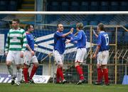 24 February 2007; Paul McAreavey, Linfield, centre, celebrates with Steven Douglas after scoring his sides third goal. Irish League, Linfield v Donegal Celtic, Windsor Park, Belfast, Co Antrim. Picture Credit: Oliver McVeigh / SPORTSFILE