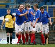24 February 2007; Paul McAreavey, Linfield, left, celebrates with team-mates after scoring his sides third goal. Irish League, Linfield v Donegal Celtic, Windsor Park, Belfast, Co Antrim. Picture Credit: Oliver McVeigh / SPORTSFILE