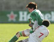 25 February 2007; Orla Brennan, Ireland, is tackled by Maggie Alphonsi, England. Women's Six Nations Rugby, Ireland v England, Thomond Park, Limerick. Picture Credit: Kieran Clancy / SPORTSFILE