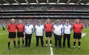 7 September 2014; Referee Barry Kelly, with match officials, Cathal McAllister, left, Colm Lyons, and Brian Gavin, right, the umpires SÃ©amus O'Brien, Michael Coyle, Paddy Walsh, and Paul Reville, before the game. GAA Hurling All Ireland Senior Championship Final, Kilkenny v Tipperary. Croke Park, Dublin. Picture credit: Ray McManus / SPORTSFILE