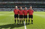 7 September 2014; Match officials, left to right, linesman John Keenan, referee Fergal Horgan, linesman Eamonn Hassan, and sideline official James Clarke. Electric Ireland GAA Hurling All Ireland Minor Championship Final, Kilkenny v Limerick. Croke Park, Dublin. Picture credit: Ray McManus / SPORTSFILE