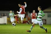 26 September 2014; Keith Fahey, St Patrick's Athletic, in action against Ronan Finn, Shamrock Rovers. SSE Airtricity League Premier Division, St Patrick's Athletic v Shamrock Rovers, Richmond Park, Dublin. Picture credit: David Maher / SPORTSFILE