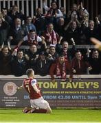 26 September 2014; Conan Byrne, St Patrick's Athletic, celebrates after scoring his side's first goal. SSE Airtricity League Premier Division, St Patrick's Athletic v Shamrock Rovers, Richmond Park, Dublin. Picture credit: David Maher / SPORTSFILE